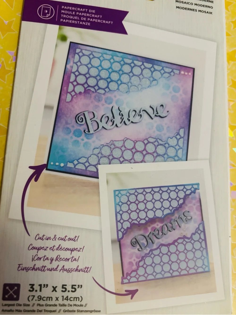 NEW 2PC Modern Mosaic Die Cut for Cards, Scrapbooking, & More